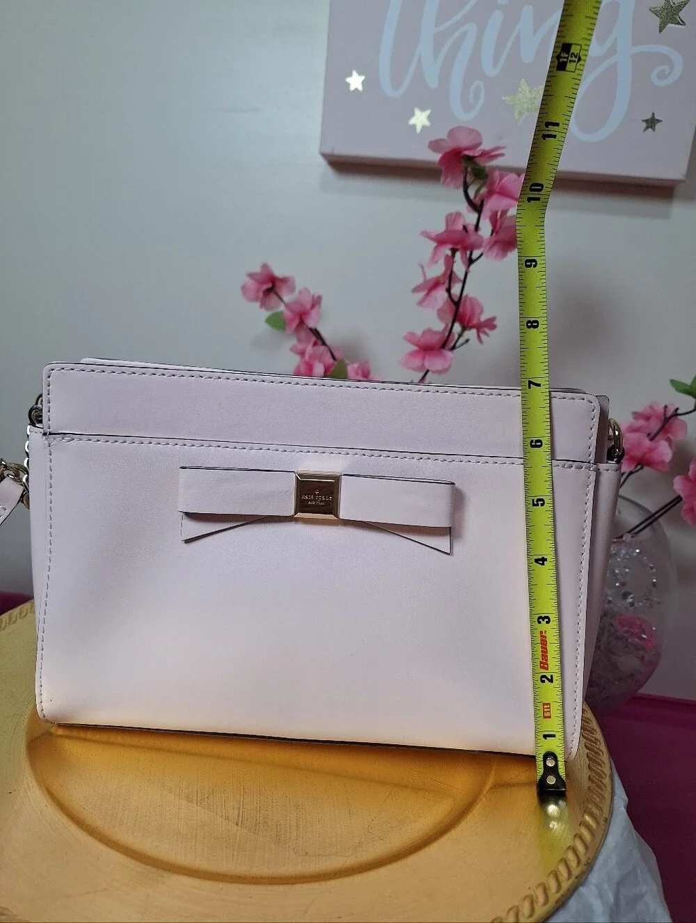 kate spade Pale Pink Bow Crossbody with Gold Accent